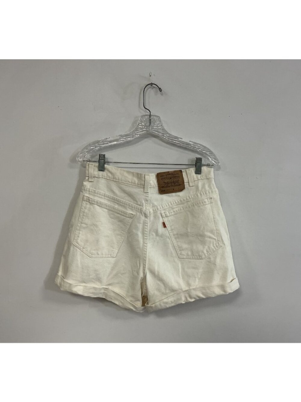 Levis 954 Regular Fit Shorts Denim Cuffed Cutoff Orange Tab Made USA Womens 13